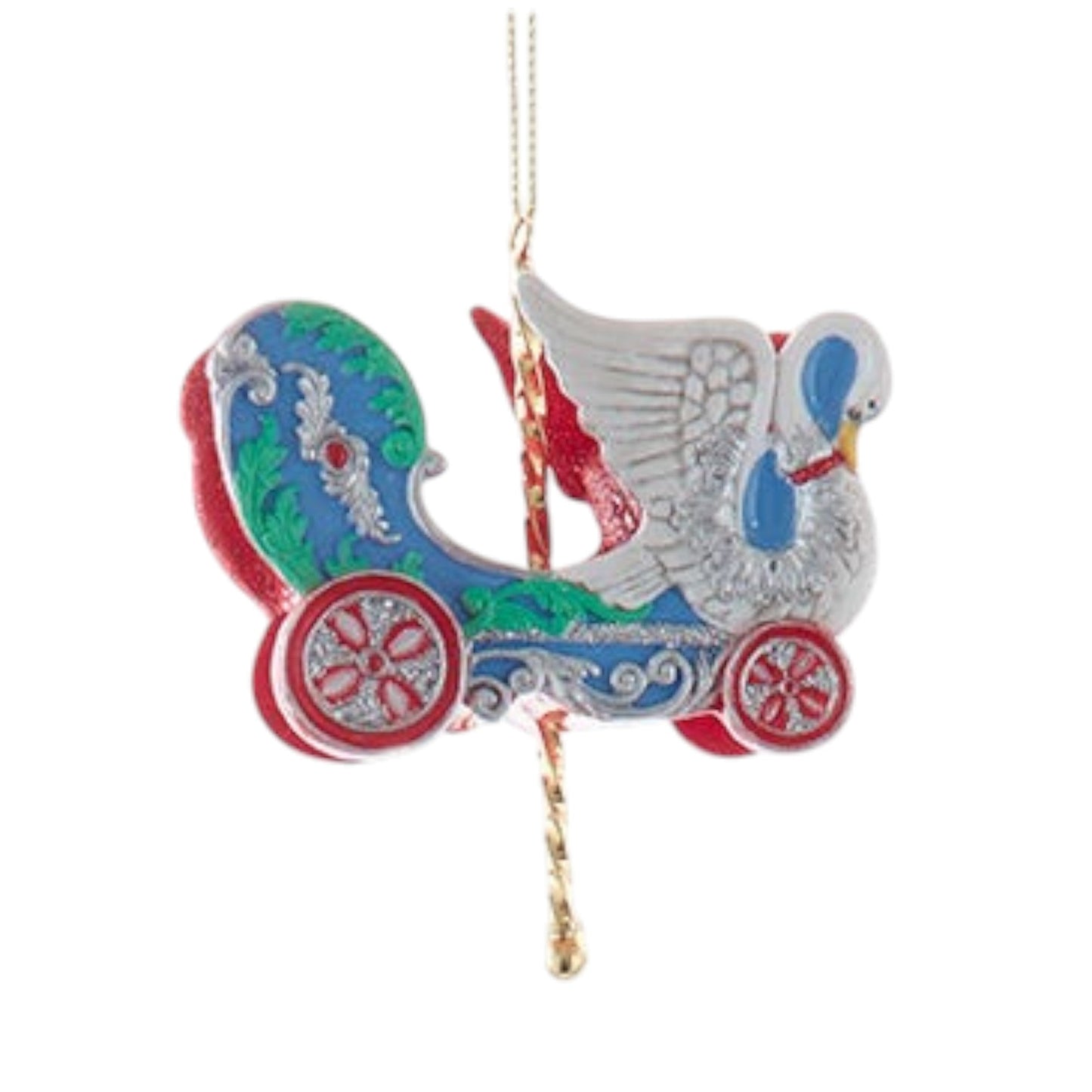 Elegante adorno de carroza de carrusel de cisne