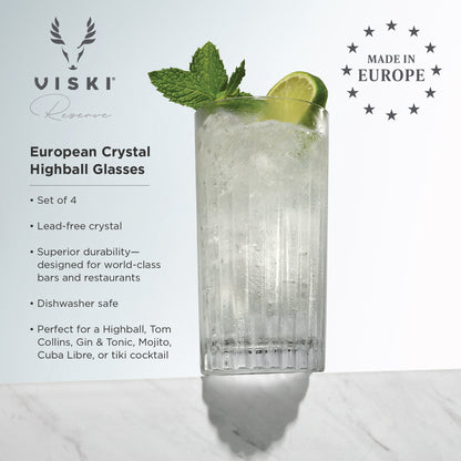 Premium Italian Crystal Highball Glasses Set of 4