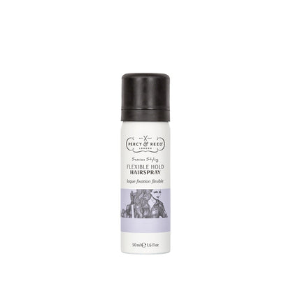 Percy & Reed Flexible Hold Hairspray bottle, white container, black cap, 50 ml on Tampa Home & Garden Store