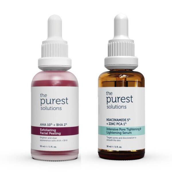The Purest Solutions skincare set exfoliating peeling and amber niacinamide serum, 2 bottles on Tampa Home & Garden Store
