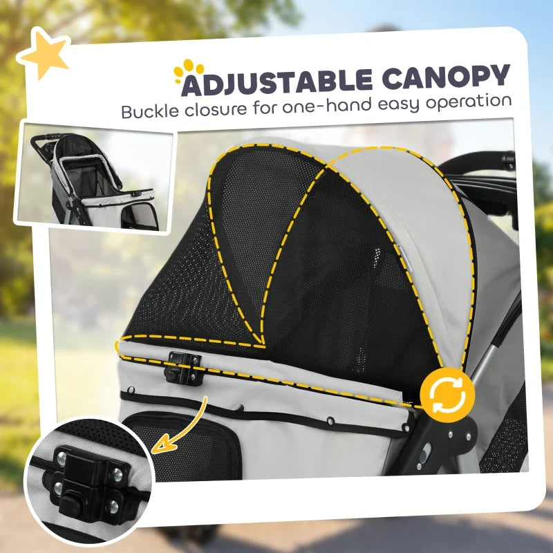 Compact All-Terrain Pet Stroller black mesh canopy with gray frame by Furr Baby Gifts on Tampa Home & Garden Store