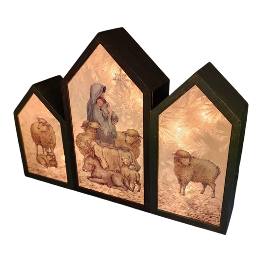 Lampe à panneau Vierge à l'Enfant - Bleue