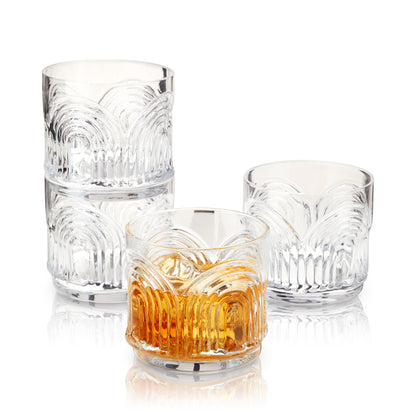 Elegant Beau Crystal Lowball Tumbler Set of Four