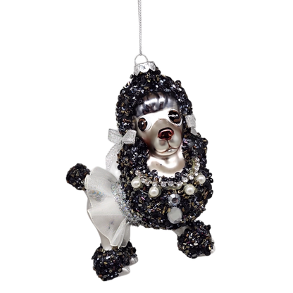 Ornement caniche en verre vintage -