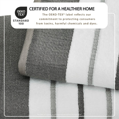 Soft Cotton Bath Towel Set and Stripe Detail