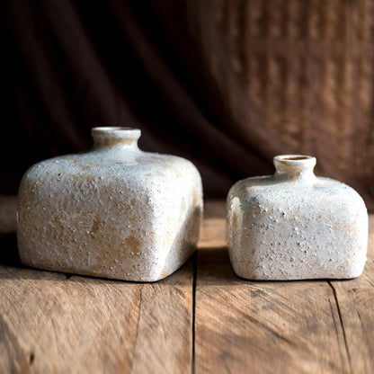 Zen Style Ceramic Vase by RusticReach, pair of textured stoneware vases with small necks on Tampa Home & Garden Store
