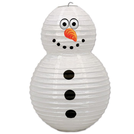 Lanterne en papier bonhomme de neige - 48 cm