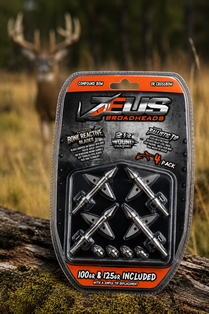 ZEUS Broadheads 4-pack by Killz Products with 100g & 125g tips in blister packaging on Tampa Home & Garden Store