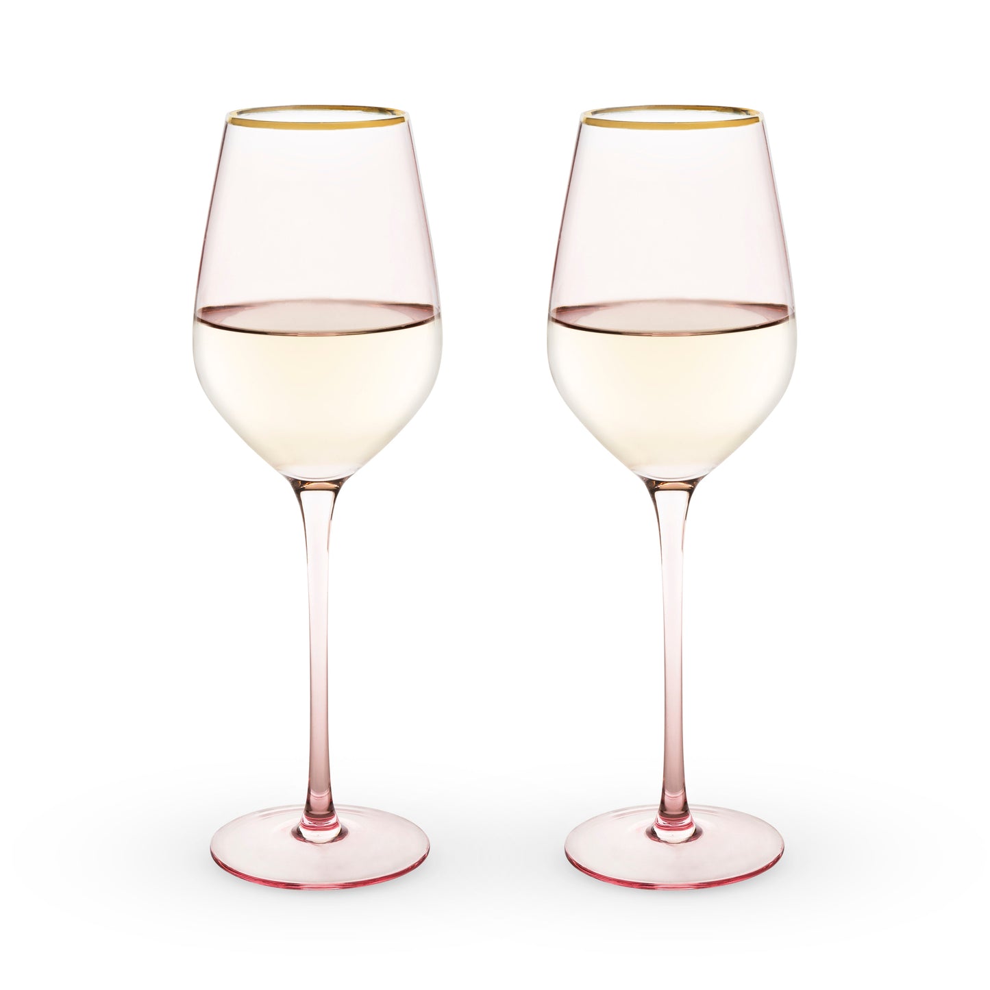 Rose Crystal Wine Glasses with Gold Rim Set
