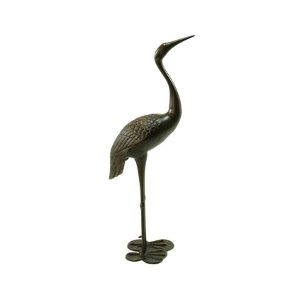 Sunny Outdoor 43 Inch Aluminum Crane by HouseOfZazla, shiny metal bird sculpture on stand on Tampa Home & Garden Store
