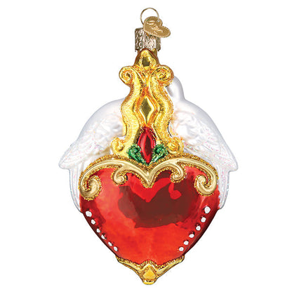 Adorno de cristal con dos tórtolas
