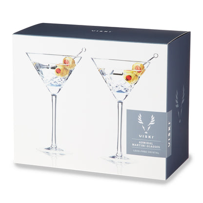 Premium Set of Two Etched Crystal Martini Glasses