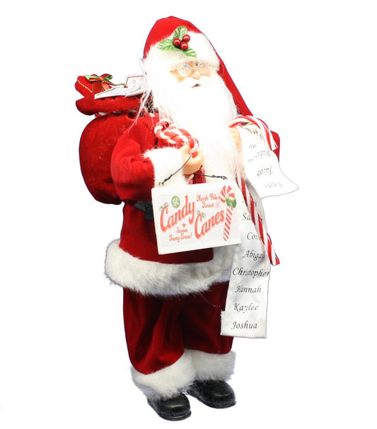 Candy Cane Claus Santa Figurine - Tampa Home & Garden Store