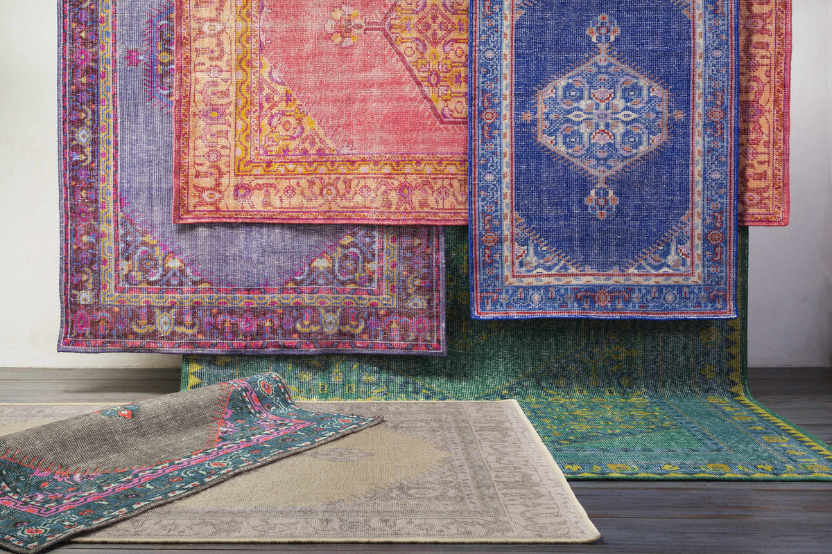 Walden Area Rug - Clearance by Boutique Rugs, pink and blue oriental design on Tampa Home & Garden Store