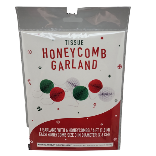 Honeycomb Ball Party Garland- Red Green and White - Tampa Home & Garden Store