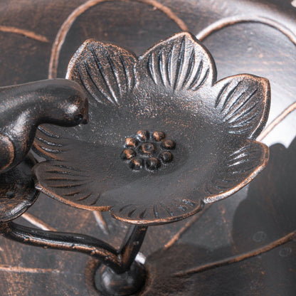 Outdoor Aluminum and Iron Bird Bath with dark bronze finish and leaf motif by HouseOfZazla on Tampa Home & Garden Store