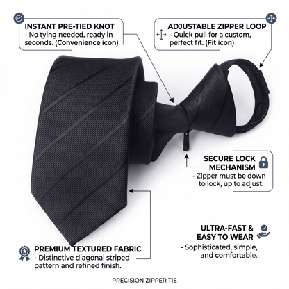 Men's Adjustable Zipper Necktie and Classic Style