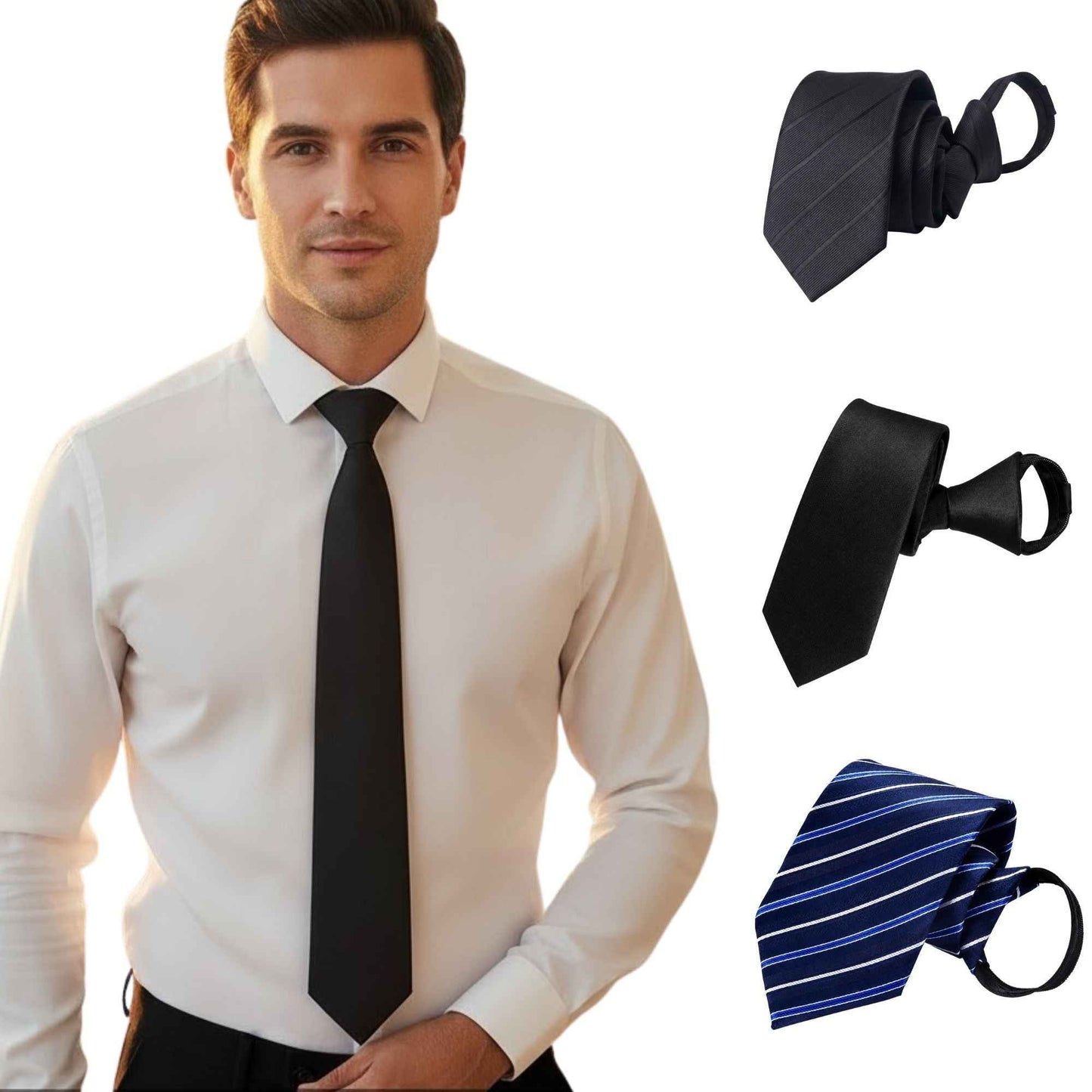 Men's Adjustable Zipper Necktie and Classic Style