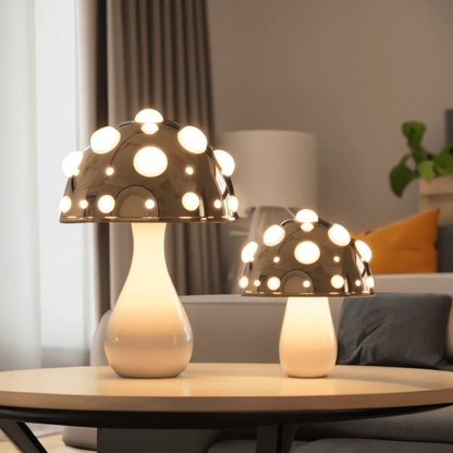 Zitake Gold Mushroom LED Table Lamp Moktan Sabai, gold globe LED lamp pair cordless/corded on Tampa Home & Garden Store