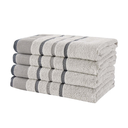 Soft Cotton Bath Towel Set and Stripe Detail