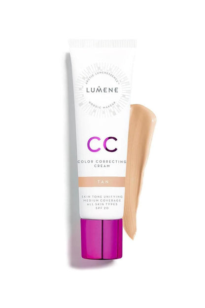 Lumene CC Cream Foundation in Tan with SPF 20 and pink cap on Tampa Home & Garden Store