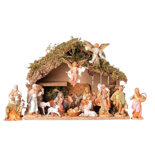 Italian Stable with 16-Piece Set, 5" Collection, Nativity Figures and Stable - Tampa Home & Garden Store