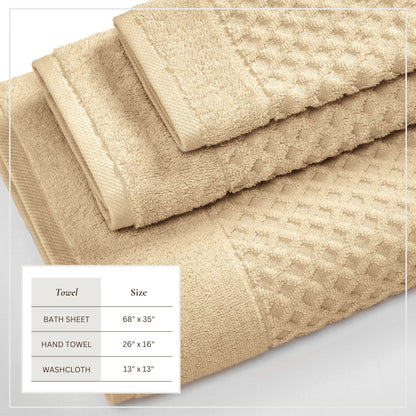 Cotton Diamond Waffle Weave Bath Towel Set