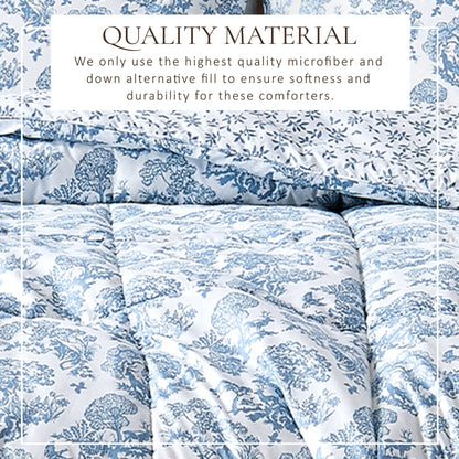 Great Bay Home reversible Christmas comforter and sham set in blue and white toile on Tampa Home & Garden Store