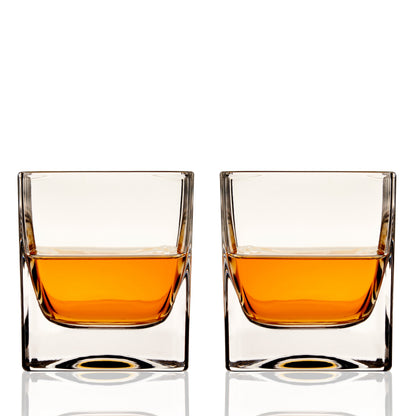 Braque Square Base Crystal Rocks Glass Set