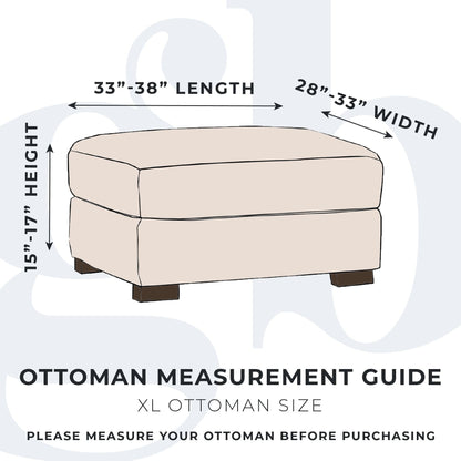 Velvet Stretch Slipcover Gale by Great Bay Home on beige ottoman size guide 33–38 on Tampa Home & Garden Store