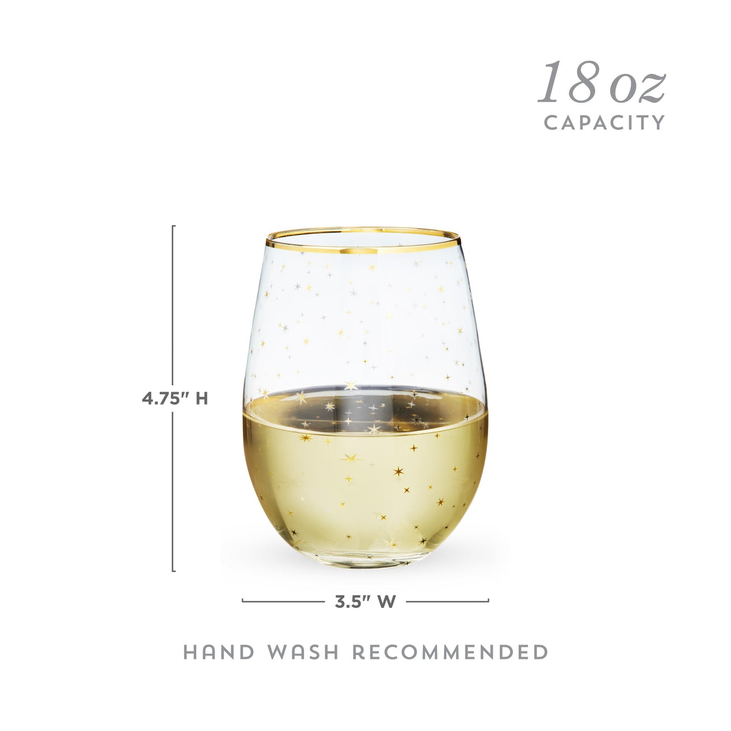 Starlight Stemless Wine Glasses And Gold Rim