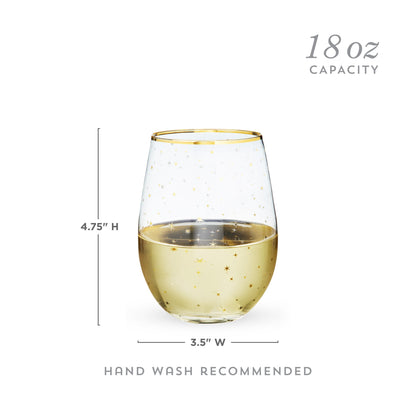 Starlight Stemless Wine Glasses And Gold Rim