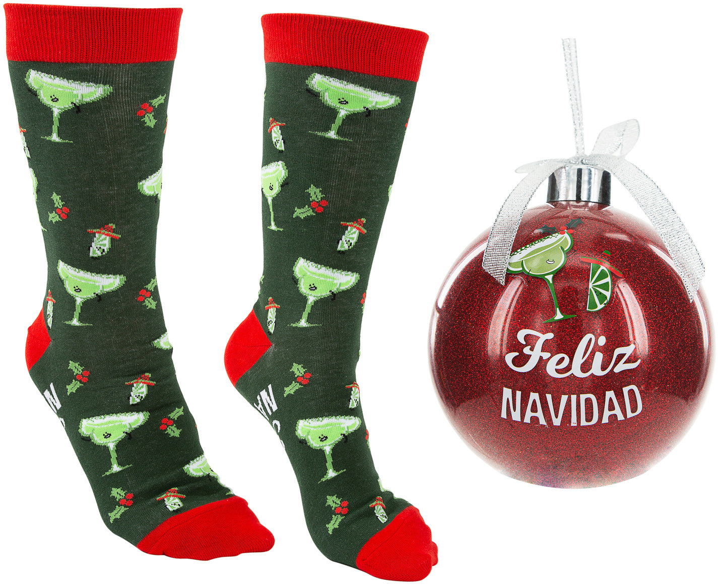 4" Ornament with Holiday Socks - Feliz Navidad