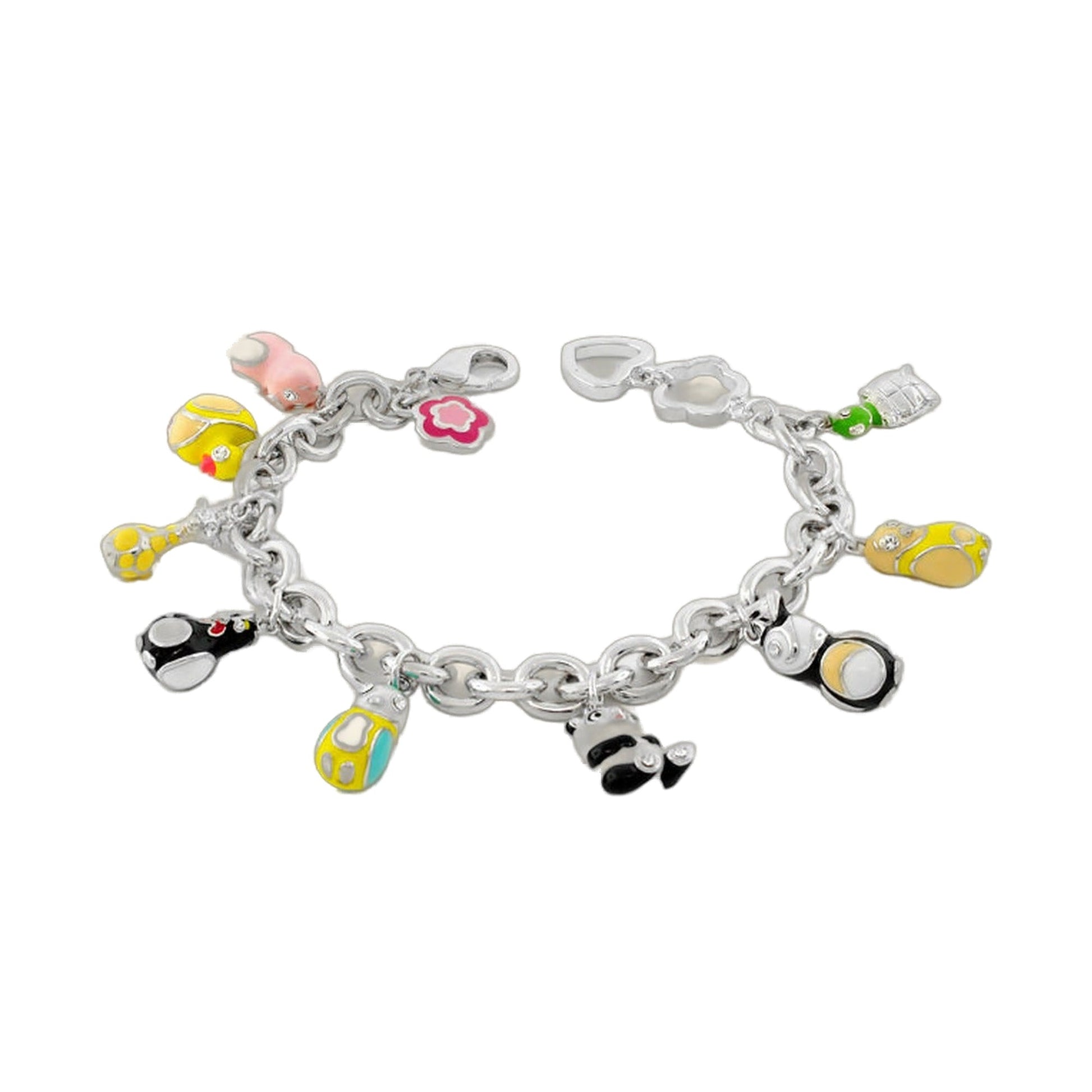 Zoolery Charm Bracelet by Lauren G Adams; silver chain with colorful enamel charms on Tampa Home & Garden Store