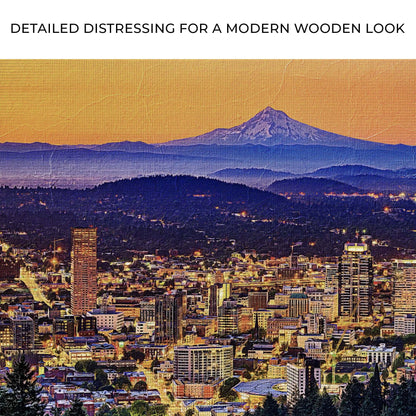 Portland Oregon Skyline Canvas Wall Art by Tailored Canvases city with mountains at sunset on Tampa Home & Garden Store