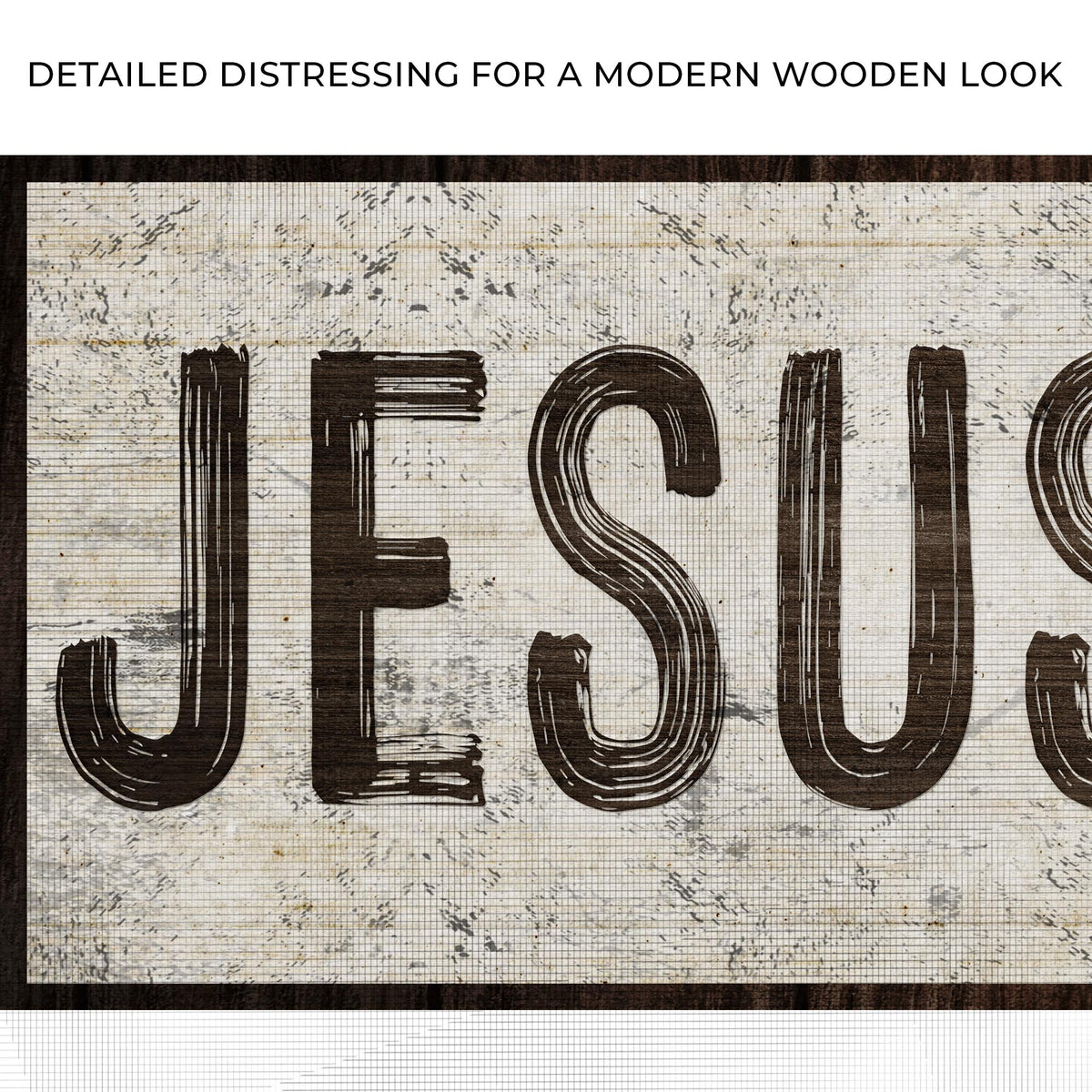 Jesus Saves canvas sign with distressed black lettering on wood background Tailored Canvases on Tampa Home & Garden Store