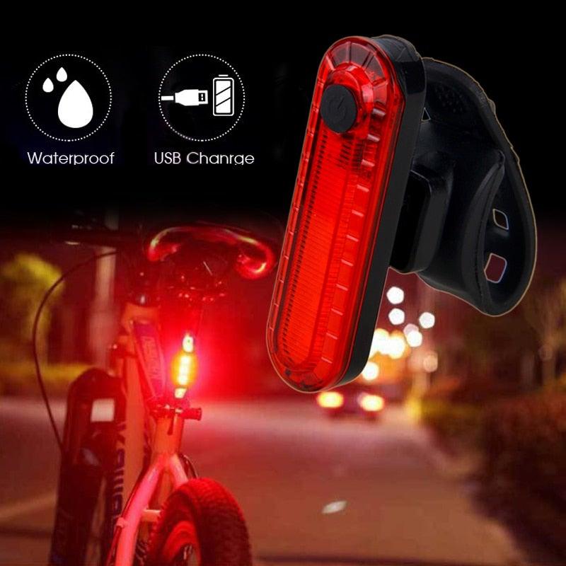 Stevvex USB rechargeable bicycle front light set red LED zoomable headlight and tail light on Tampa Home & Garden Store