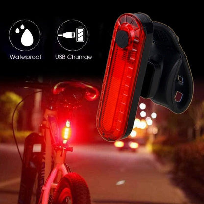 Stevvex USB rechargeable bicycle front light set red LED zoomable headlight and tail light on Tampa Home & Garden Store