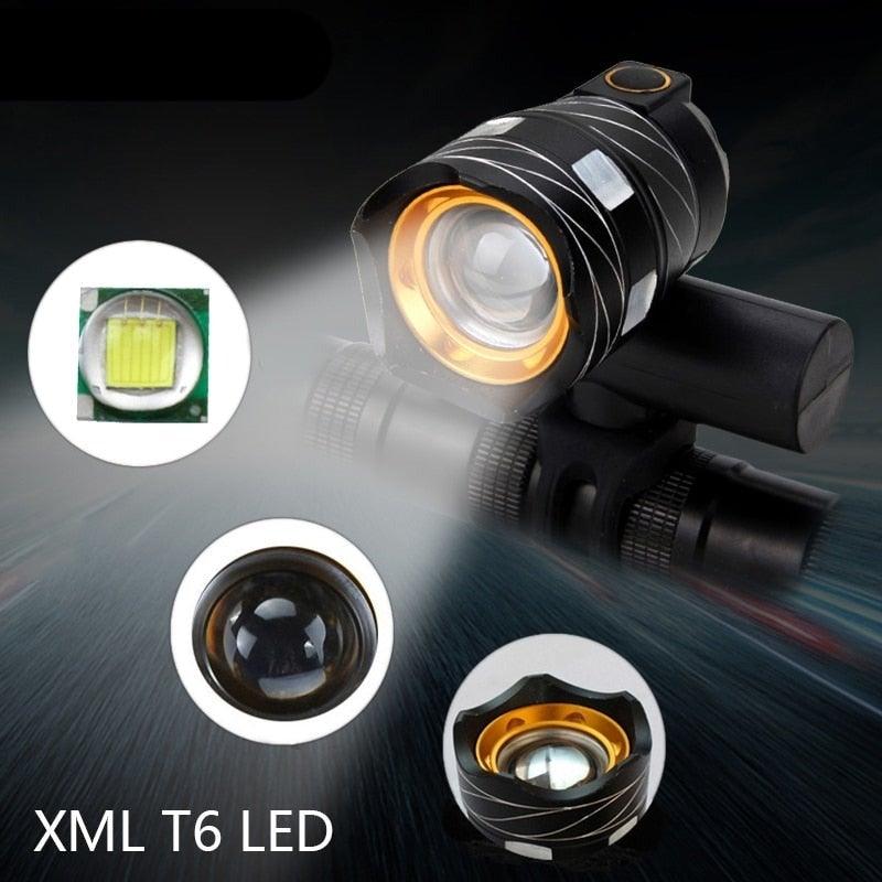Stevvex USB rechargeable bicycle headlight and tail light with orange bezel XML T6 LED on Tampa Home & Garden Store