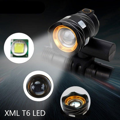 Stevvex USB rechargeable bicycle headlight and tail light with orange bezel XML T6 LED on Tampa Home & Garden Store