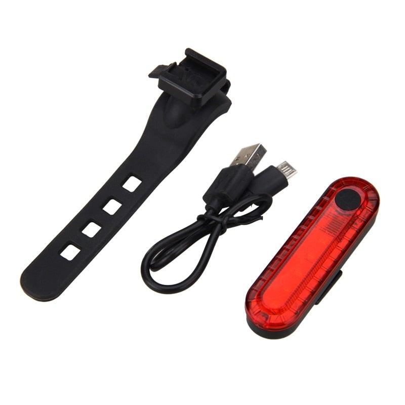 Stevvex front LED bike headlight with USB rechargeable battery and red tail light on Tampa Home & Garden Store
