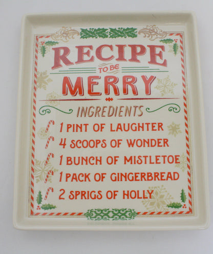 Stoneware Recipe Plate - Be Merry