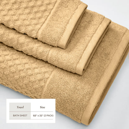Cotton Diamond Waffle Weave Bath Towel Set