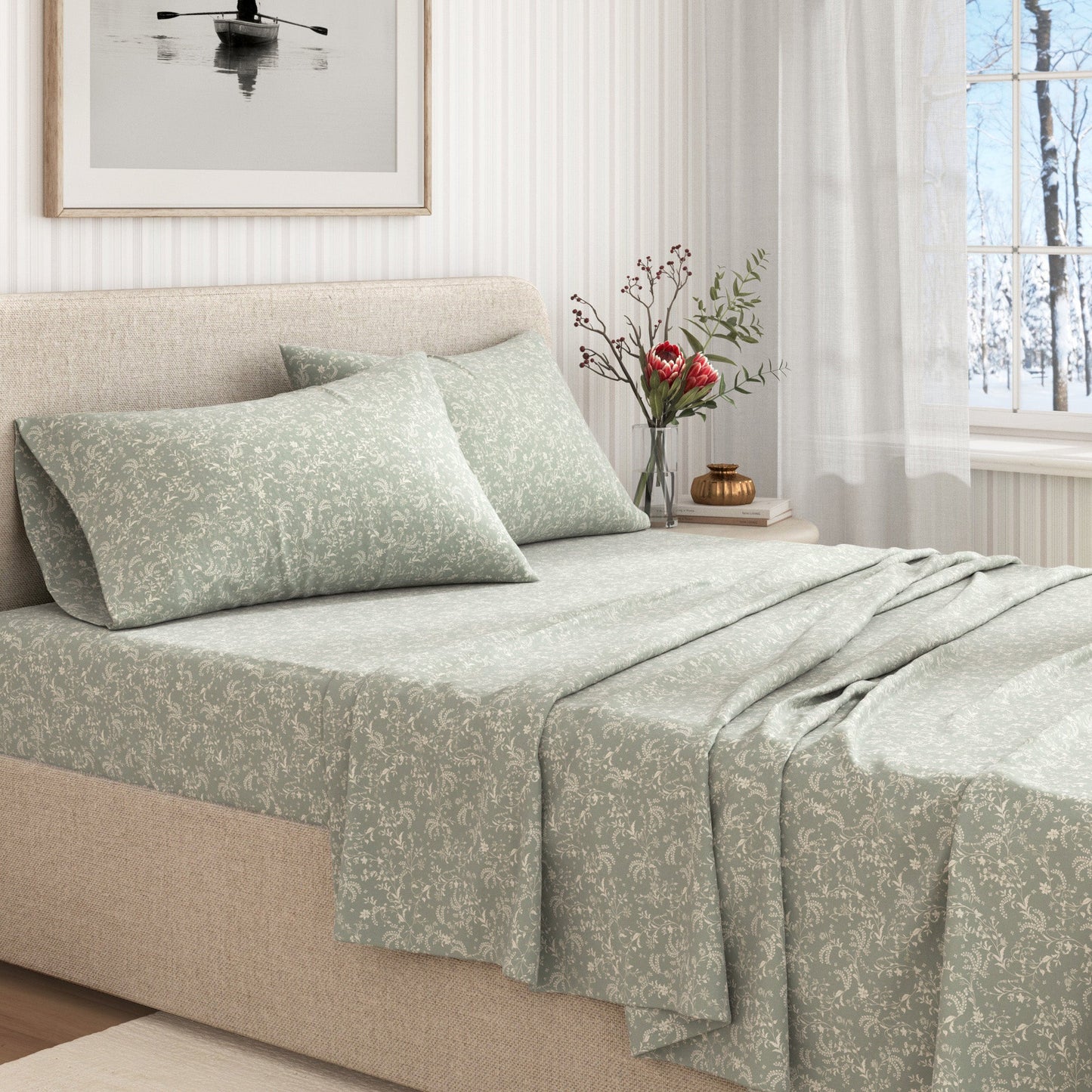 Turkish Cotton Flannel Sheet Set and Floral