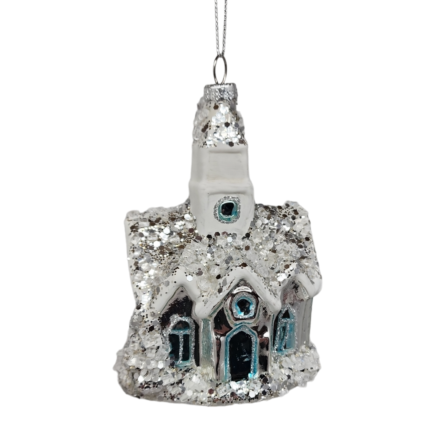 Adorno de iglesia de cristal nevado -