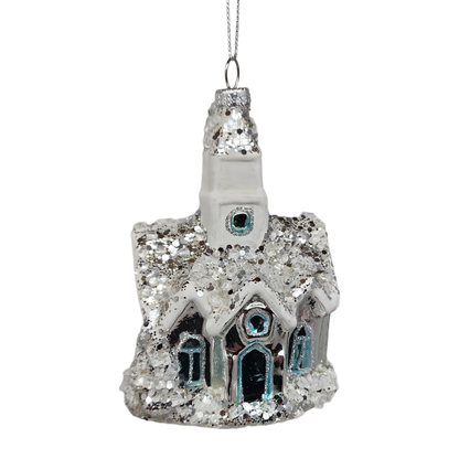 Adorno de iglesia de cristal nevado -