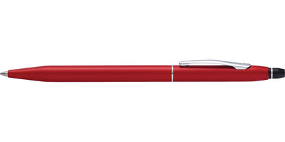 Click Crimson Ballpoint Pen with red matte barrel, silver clip and center band on Tampa Home & Garden Store