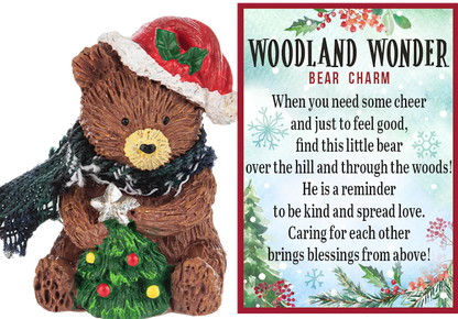 Woodland Wonder Bear Charm hand painted polyresin with red Santa hat and green scarf on Tampa Home & Garden Store