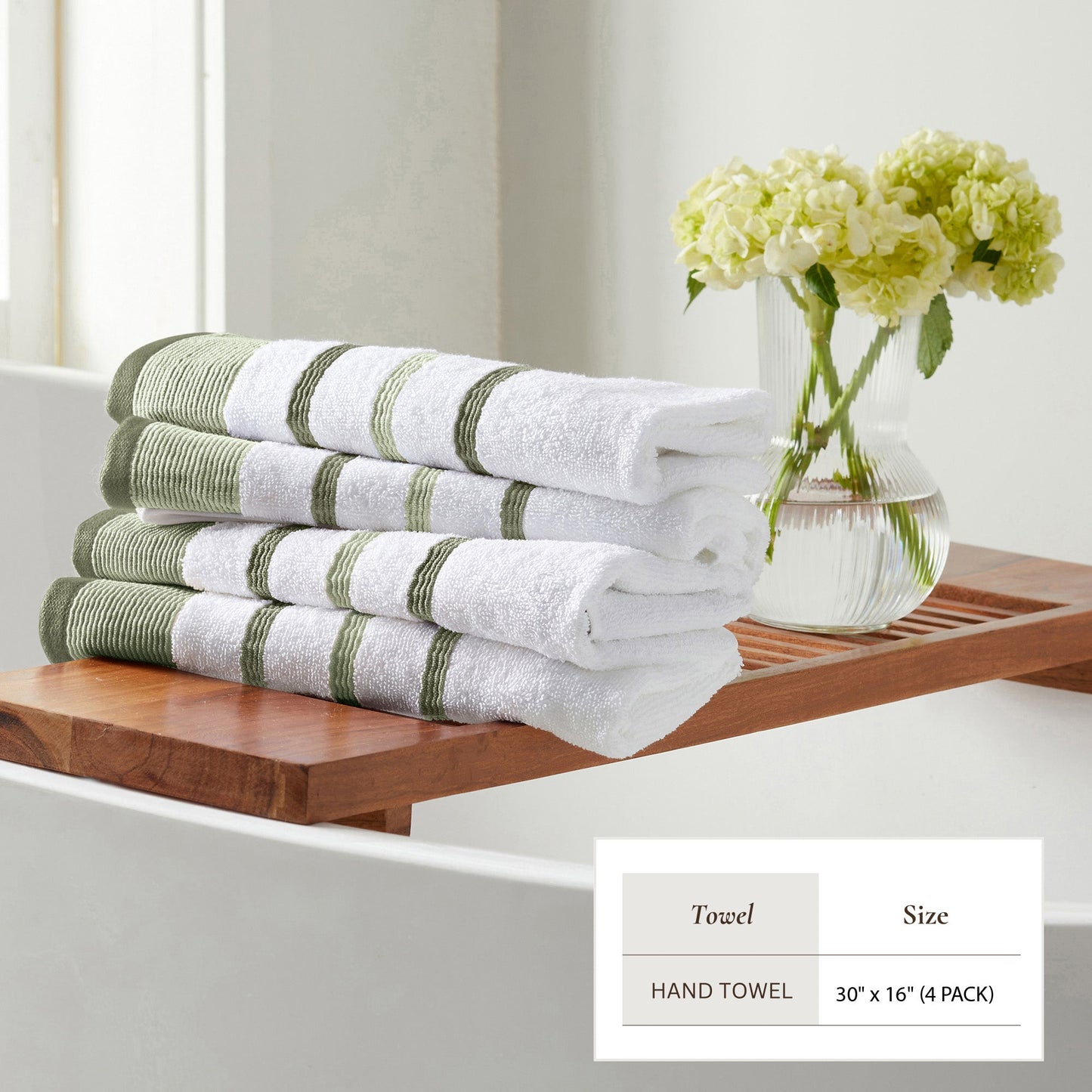 Soft Cotton Bath Towel Set and Stripe Detail