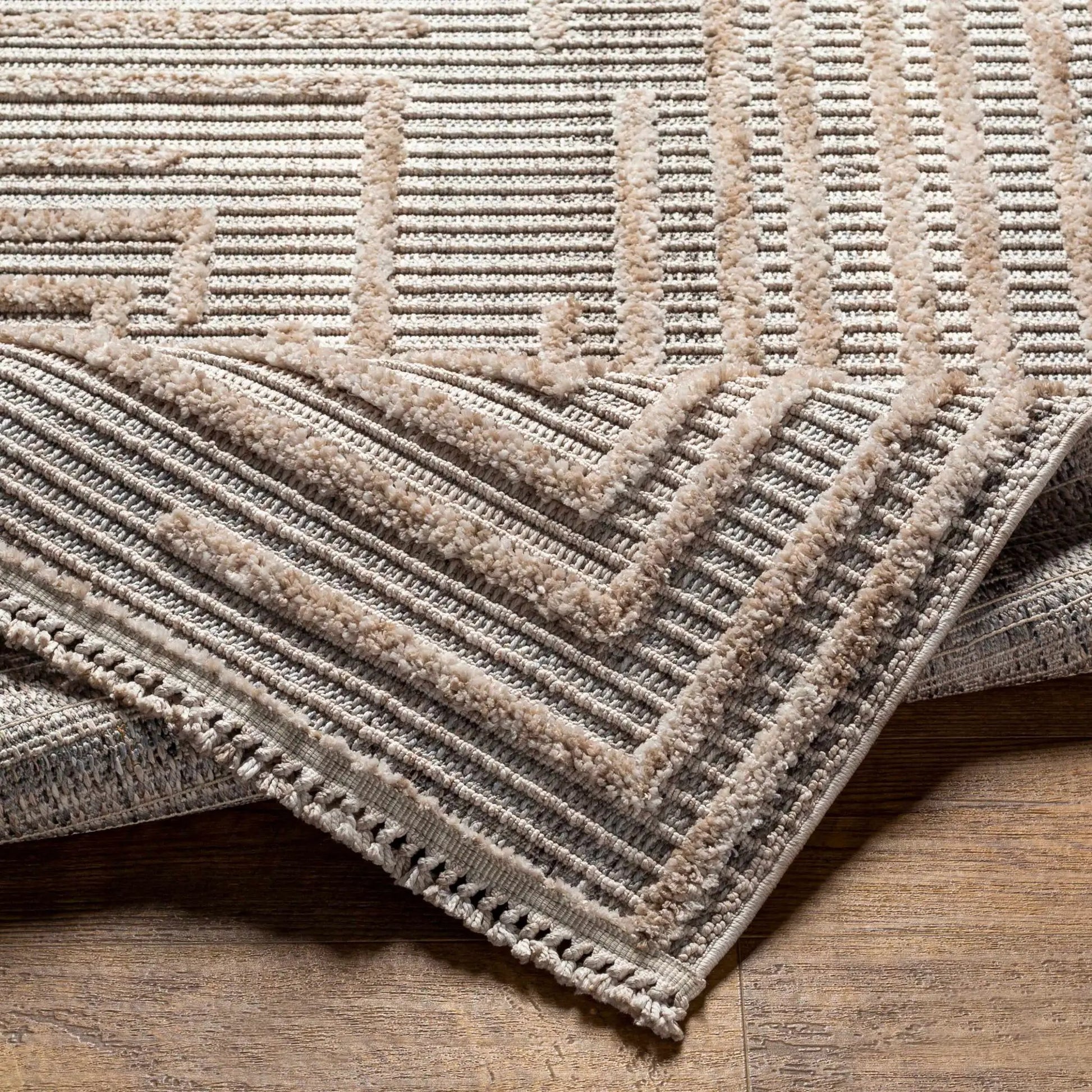 Lunao Area Rug by Boutique Rugs, beige striped textured loop pile on Tampa Home & Garden Store